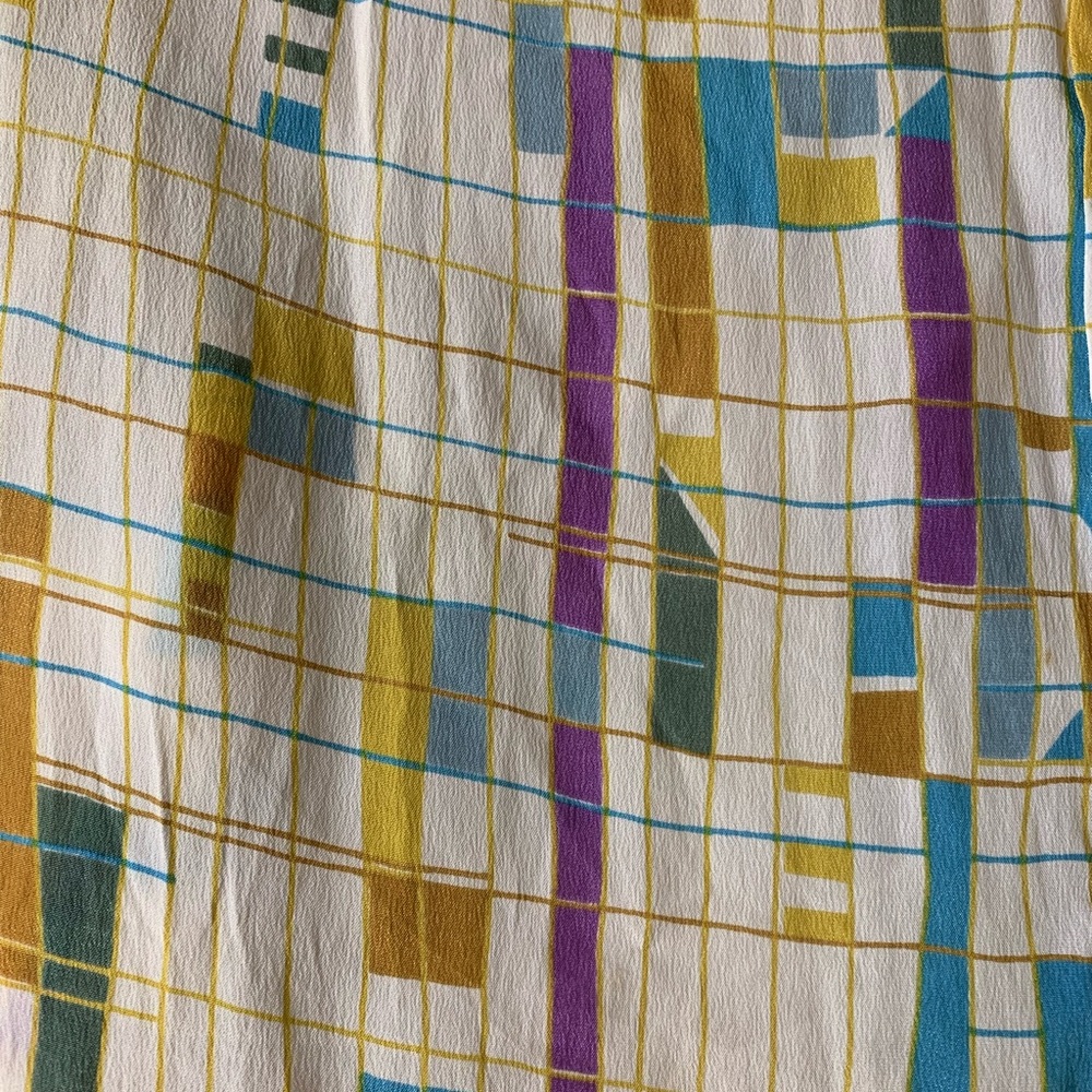 Vintage Silk Geometric Short Sleeve Button Down Shirt - Picture 4 of 5
